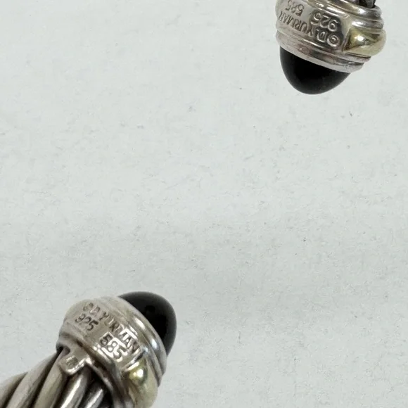 David Yurman 7mm Cable Classic Cuff Bracelet Black Onyx .925 14K - Picture 11 of 11